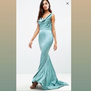 Jarlo Electra Teal Cowl Front Maxi Dress ASOS